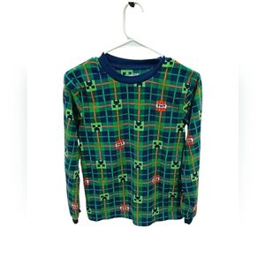 Minecraft Creeper & TNT Boys' Long Sleeve Pajama PJ Pullover Top size L(12/14)